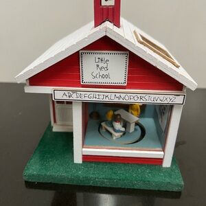 Vintage Musical “School Days” Little Red Schoolhouse Rotating Classroom Taiwan